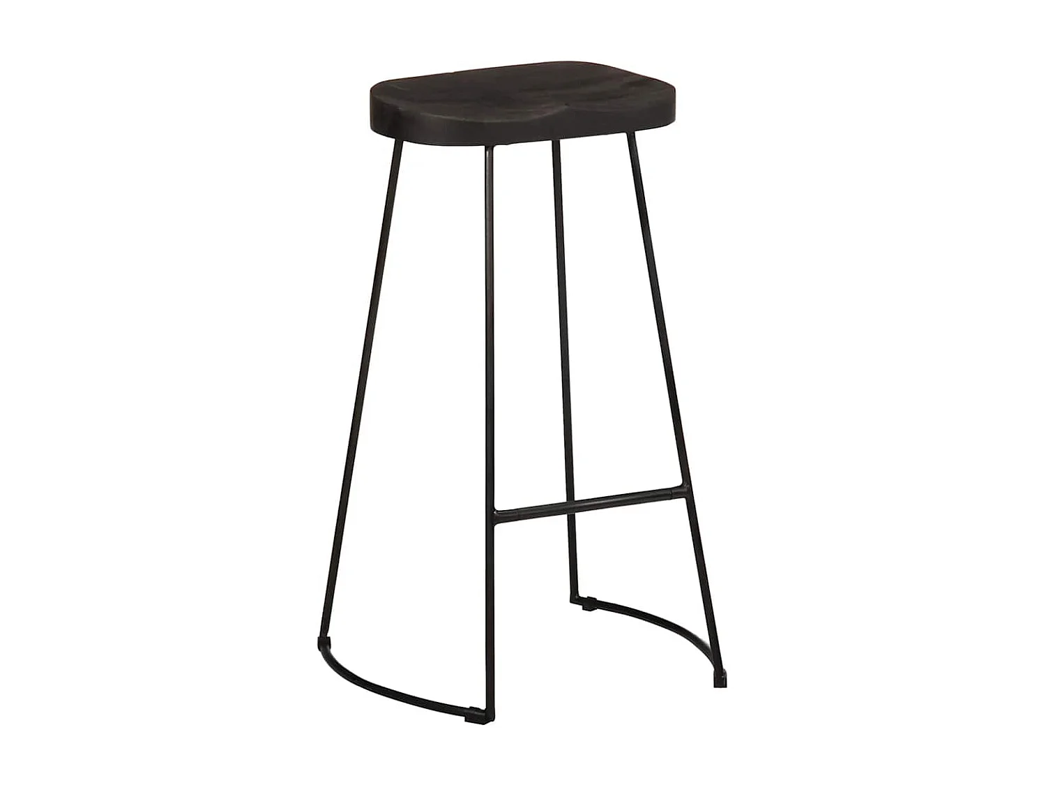 Tabourets de bar lot de 2 noir 45x40x78 cm bois manguier massif