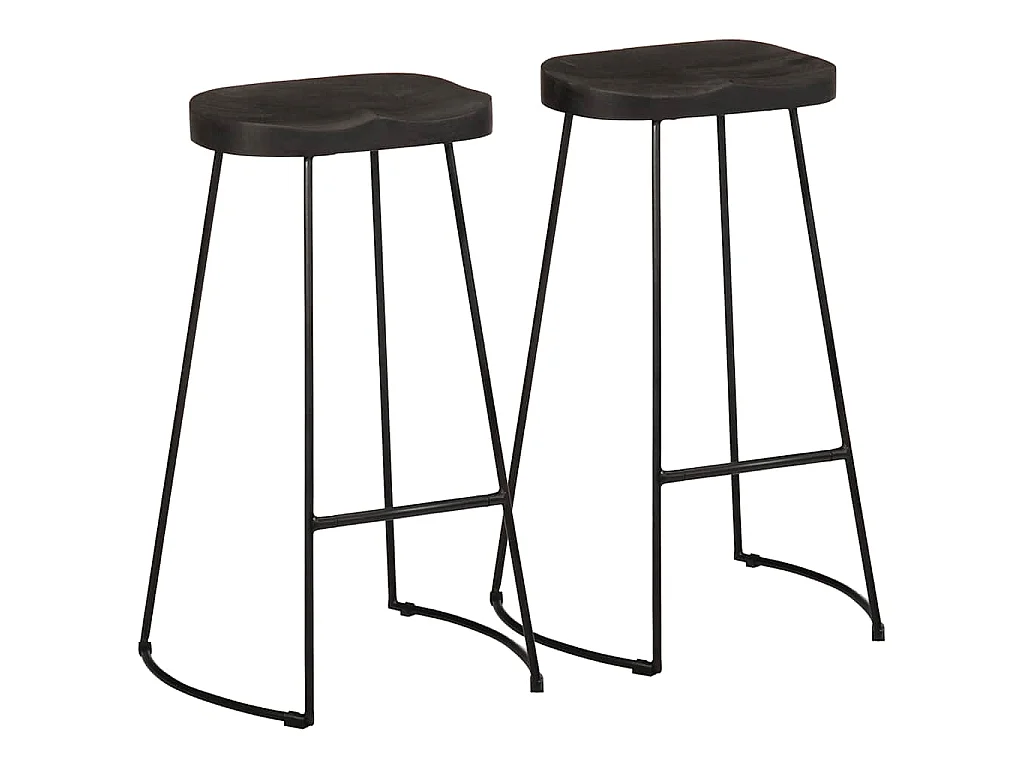 Tabourets de bar lot de 2 noir 45x40x78 cm bois manguier massif