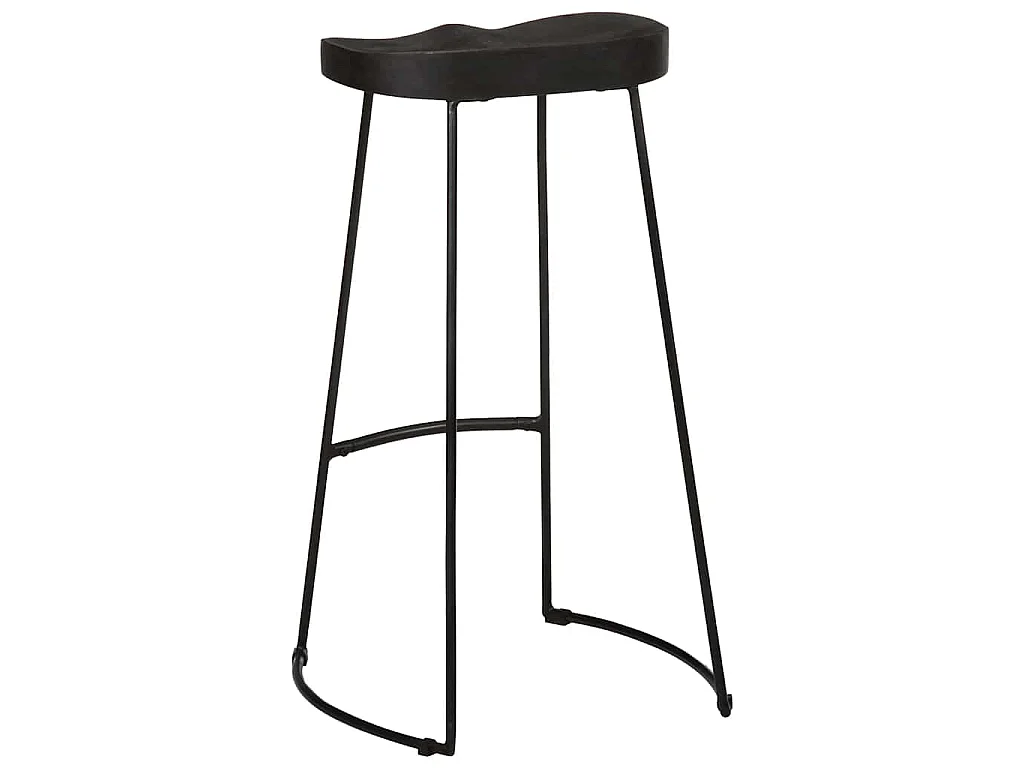 Tabourets de bar lot de 2 noir 45x40x78 cm bois manguier massif