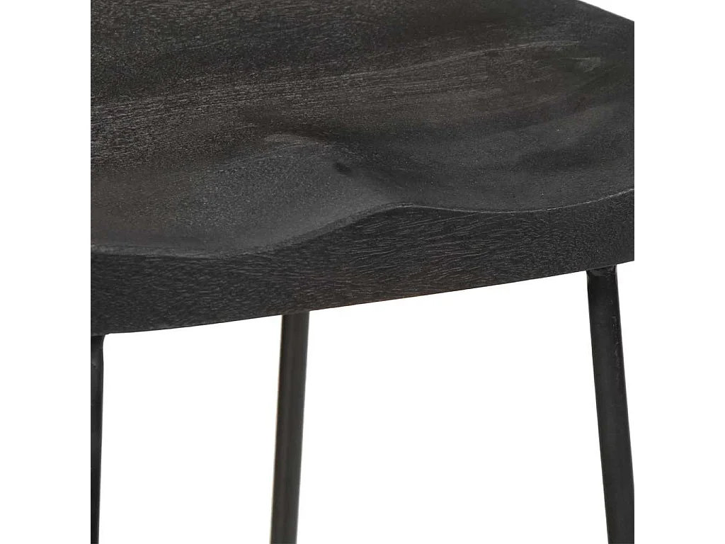 Tabourets de bar lot de 2 noir 45x40x78 cm bois manguier massif