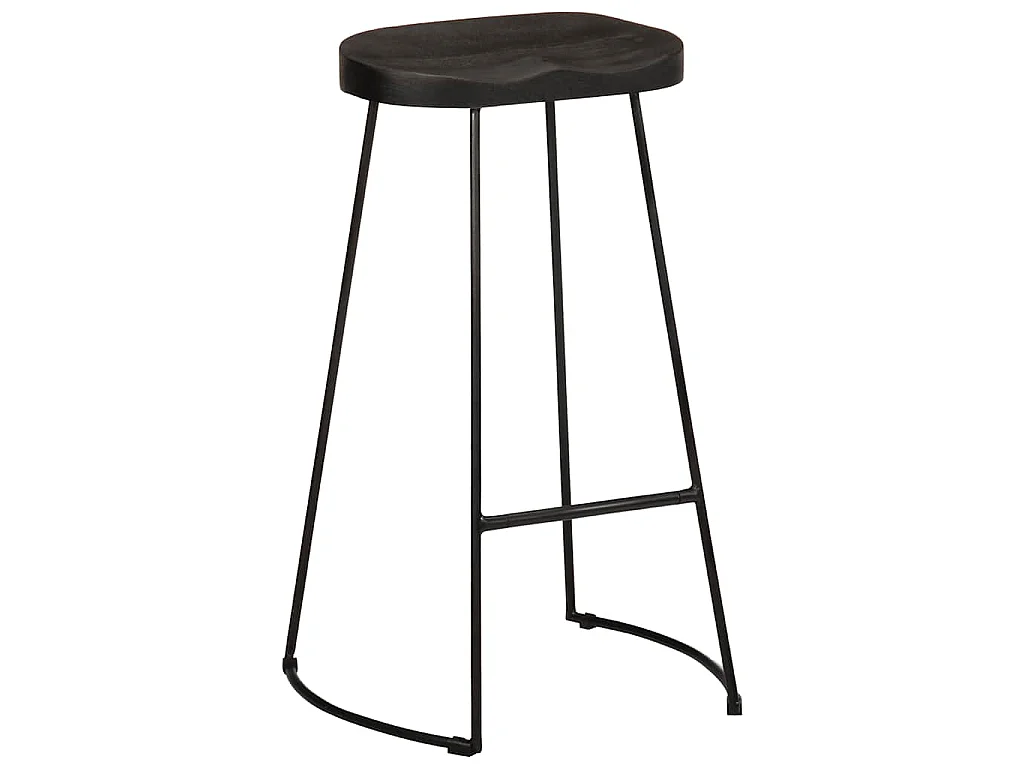 Tabourets de bar lot de 2 noir 45x40x78 cm bois manguier massif