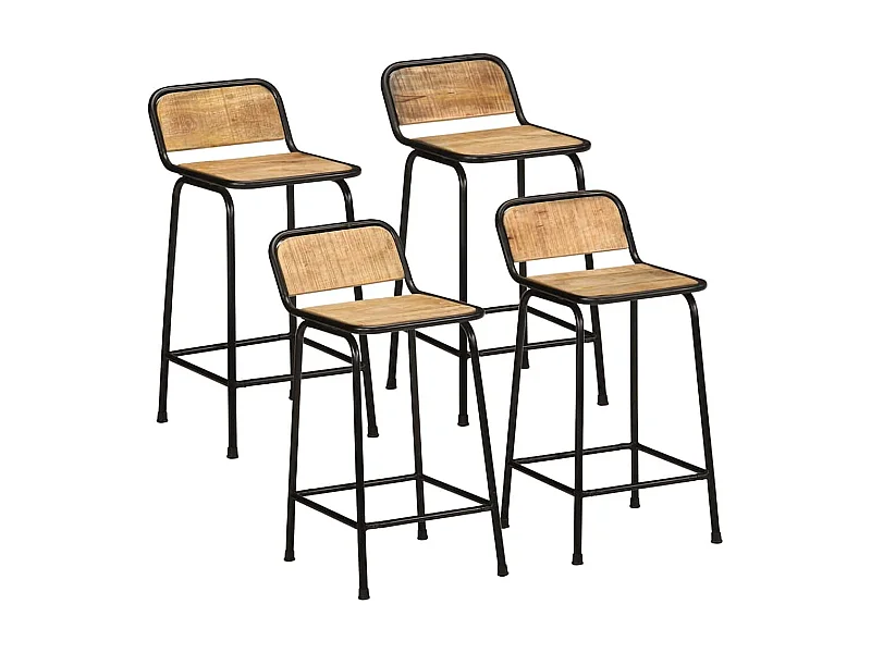 Barhocker 4 Stk. 46x35,5x80 cm Raues Mango Massivholz