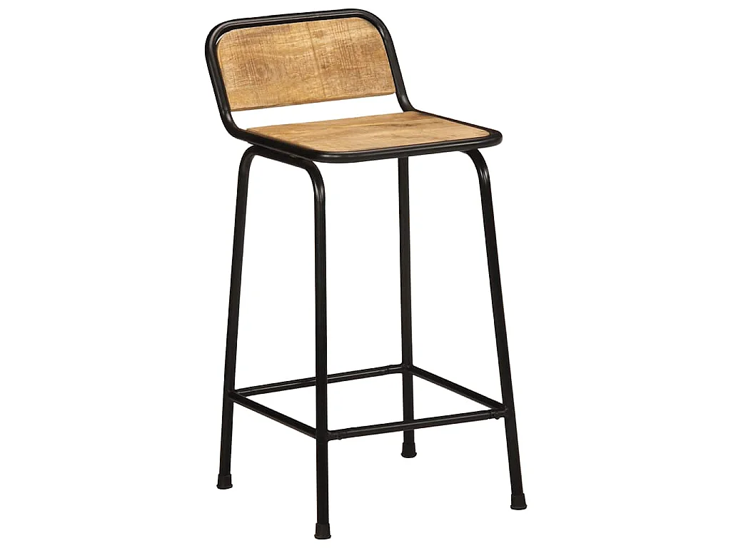 Tabourets de bar lot de 4 bois massif manguier brut