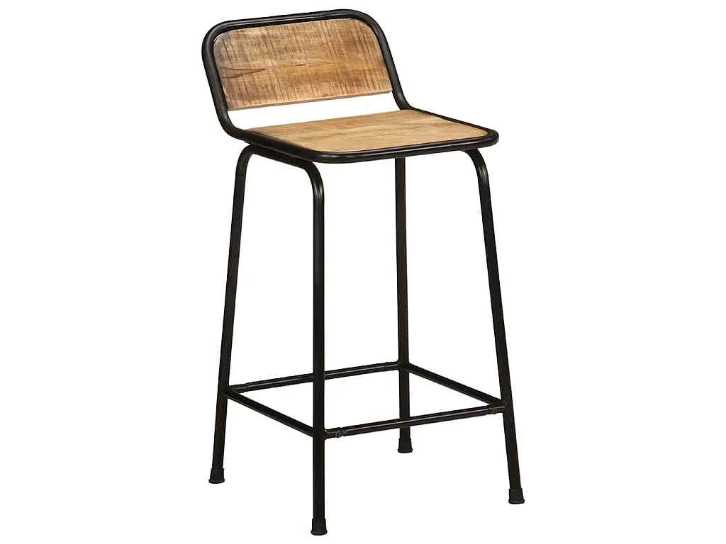 Tabourets de bar lot de 4 bois massif manguier brut