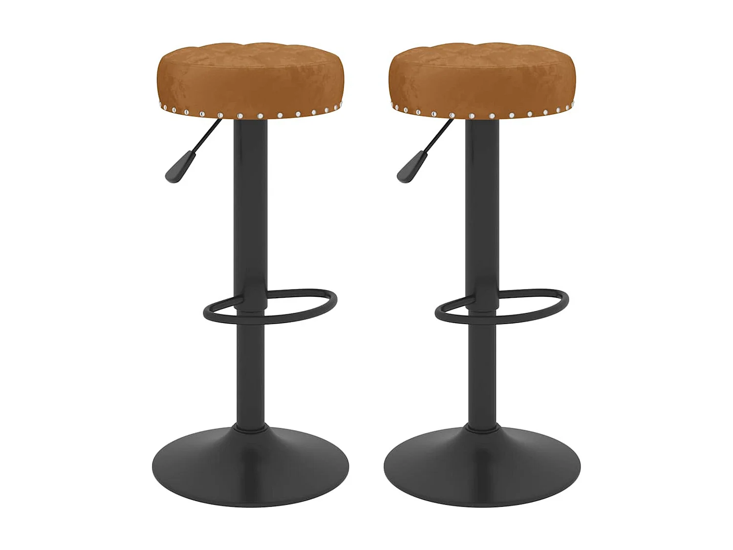 Tabourets de bar lot de 2 marron velours