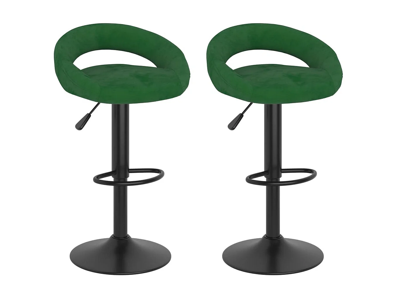 Tabourets de bar lot de 2 vert foncé velours
