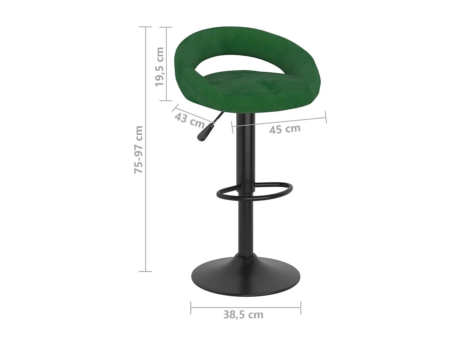 Tabourets de bar lot de 2 vert foncé velours