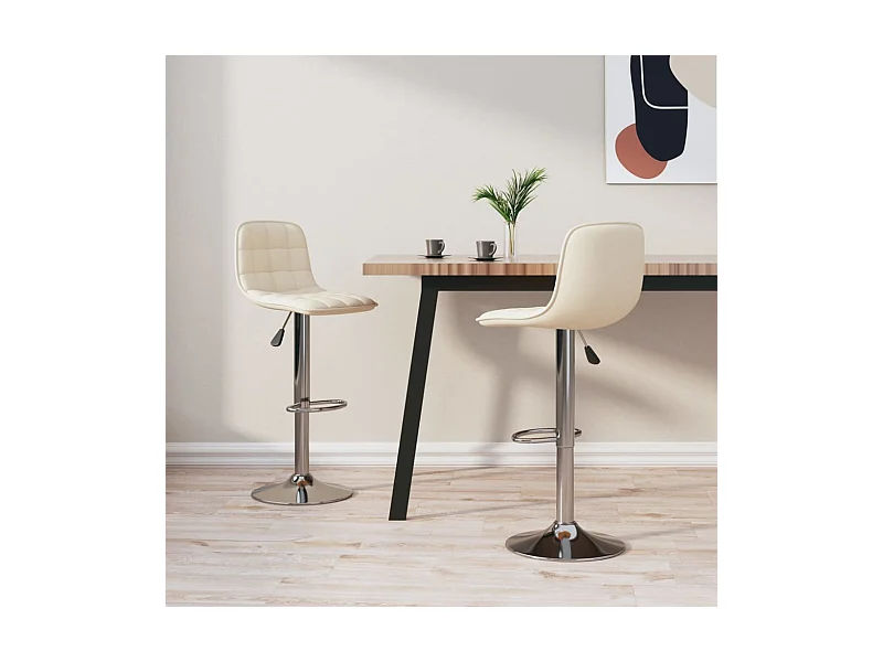 Tabourets de bar lot de 2 crème tissu