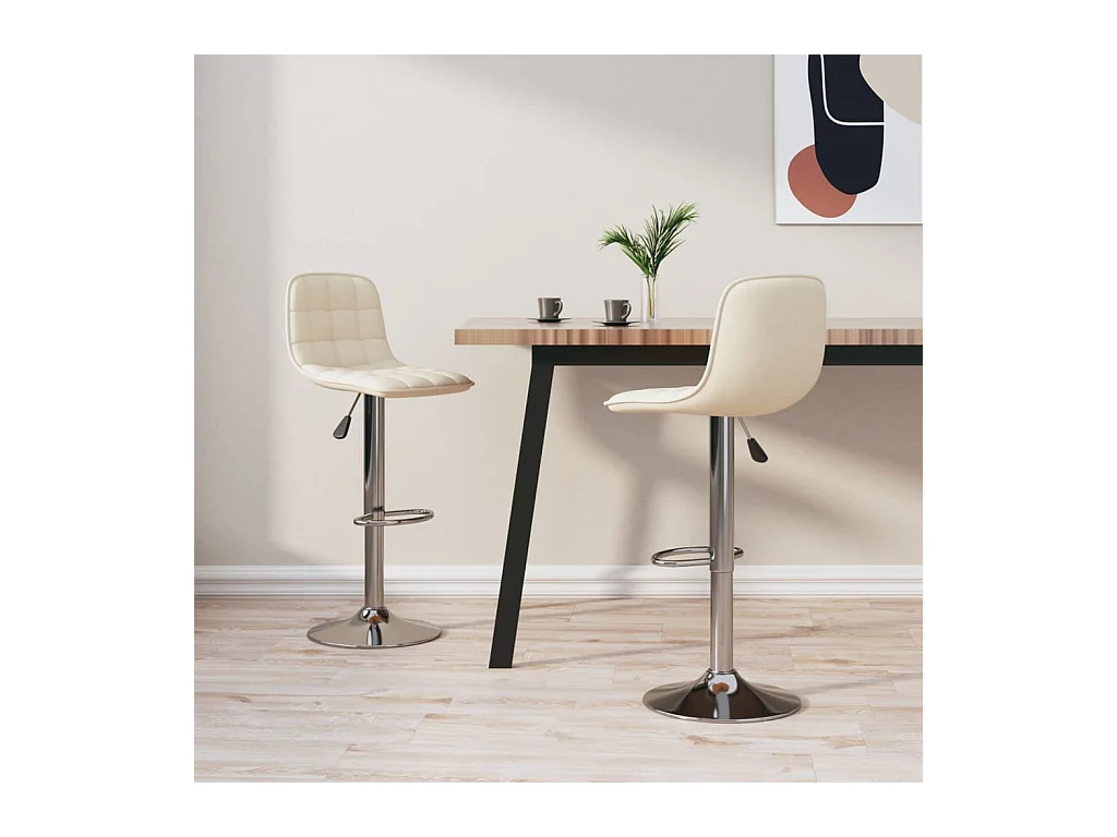 Tabourets de bar lot de 2 crème tissu