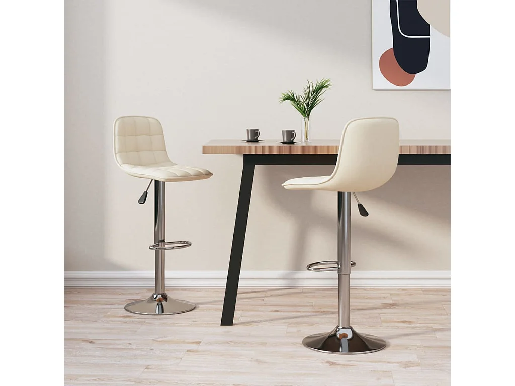 Tabourets de bar lot de 2 crème tissu