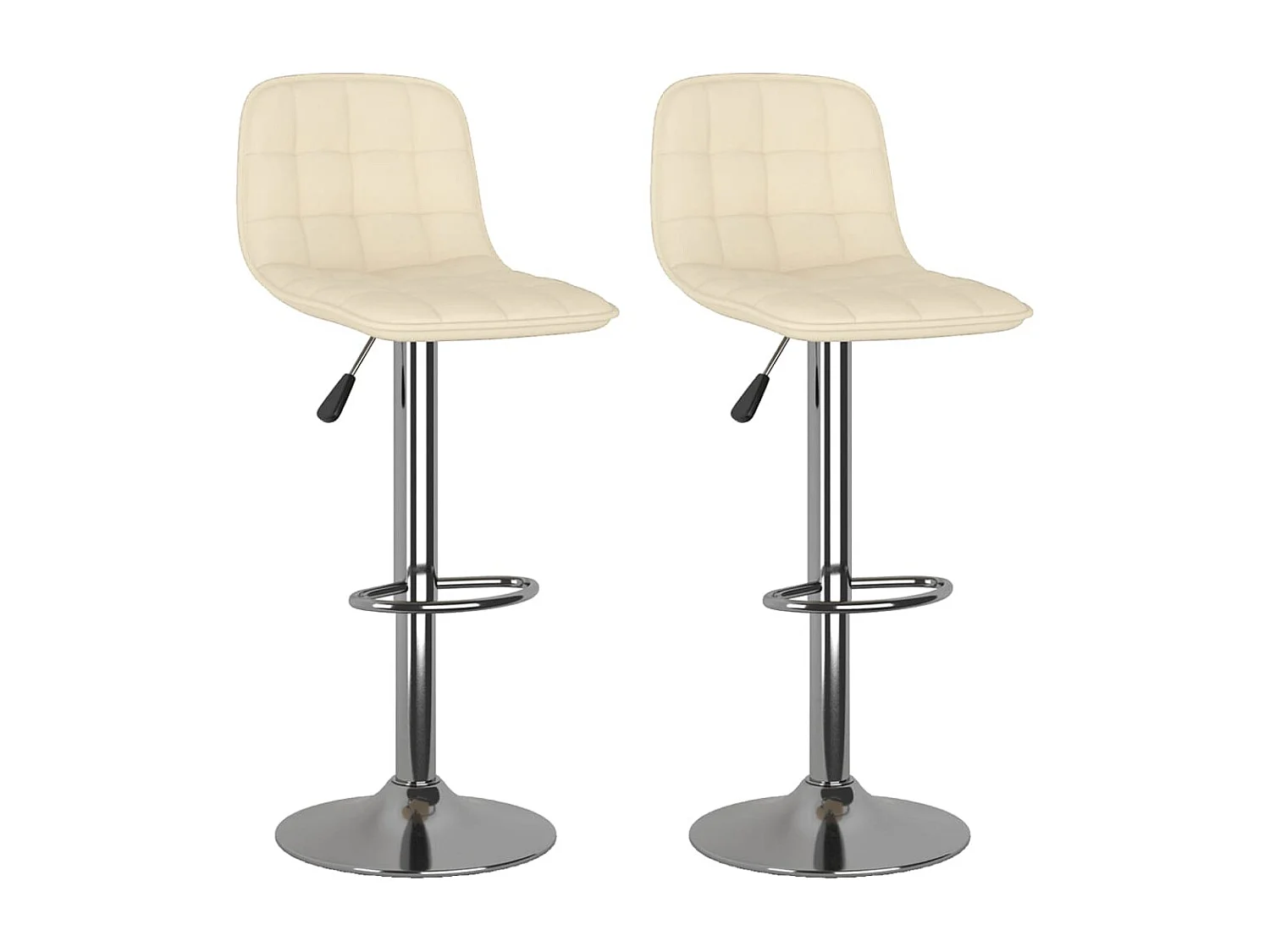 Tabourets de bar lot de 2 crème tissu
