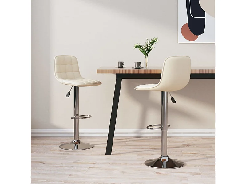 Tabourets de bar lot de 2 crème tissu