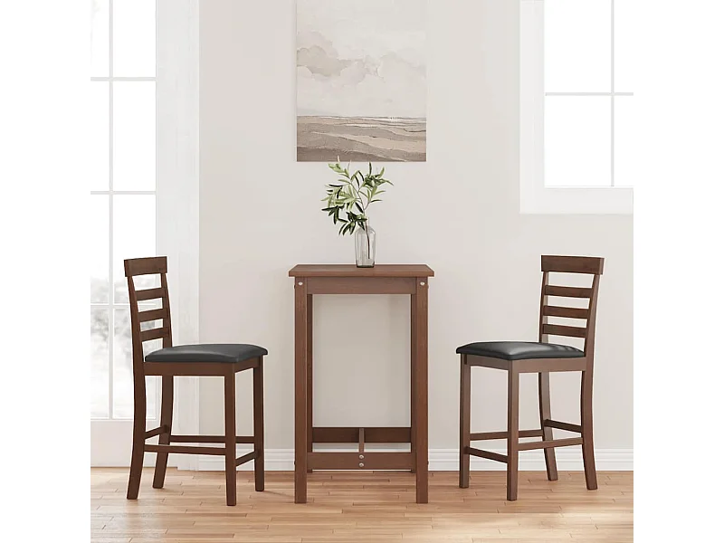 Barhocker mit Kissen 2 Stk. Braun Massivholz Gummibaum