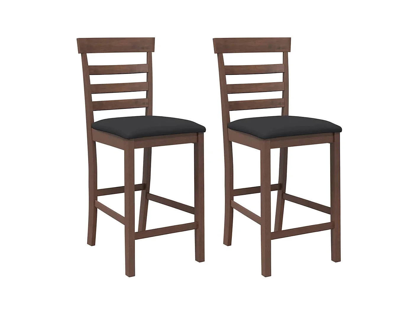 Barhocker mit Kissen 2 Stk. Braun Massivholz Gummibaum