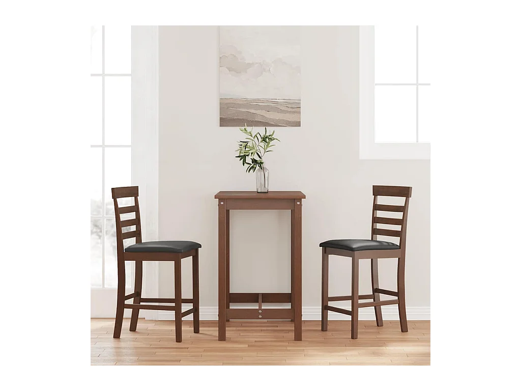Tabourets de bar avec coussins 2 pcs marron bois massif d'hévéa