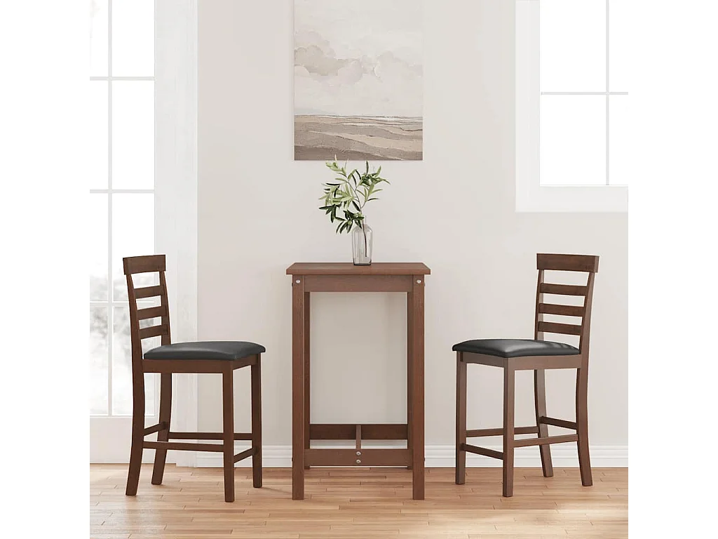 Barhocker mit Kissen 2 Stk. Braun Massivholz Gummibaum