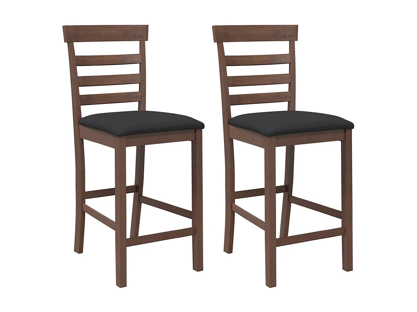 Barhocker mit Kissen 2 Stk. Braun Massivholz Gummibaum