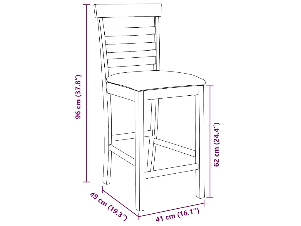 Barhocker mit Kissen 2 Stk. Braun Massivholz Gummibaum