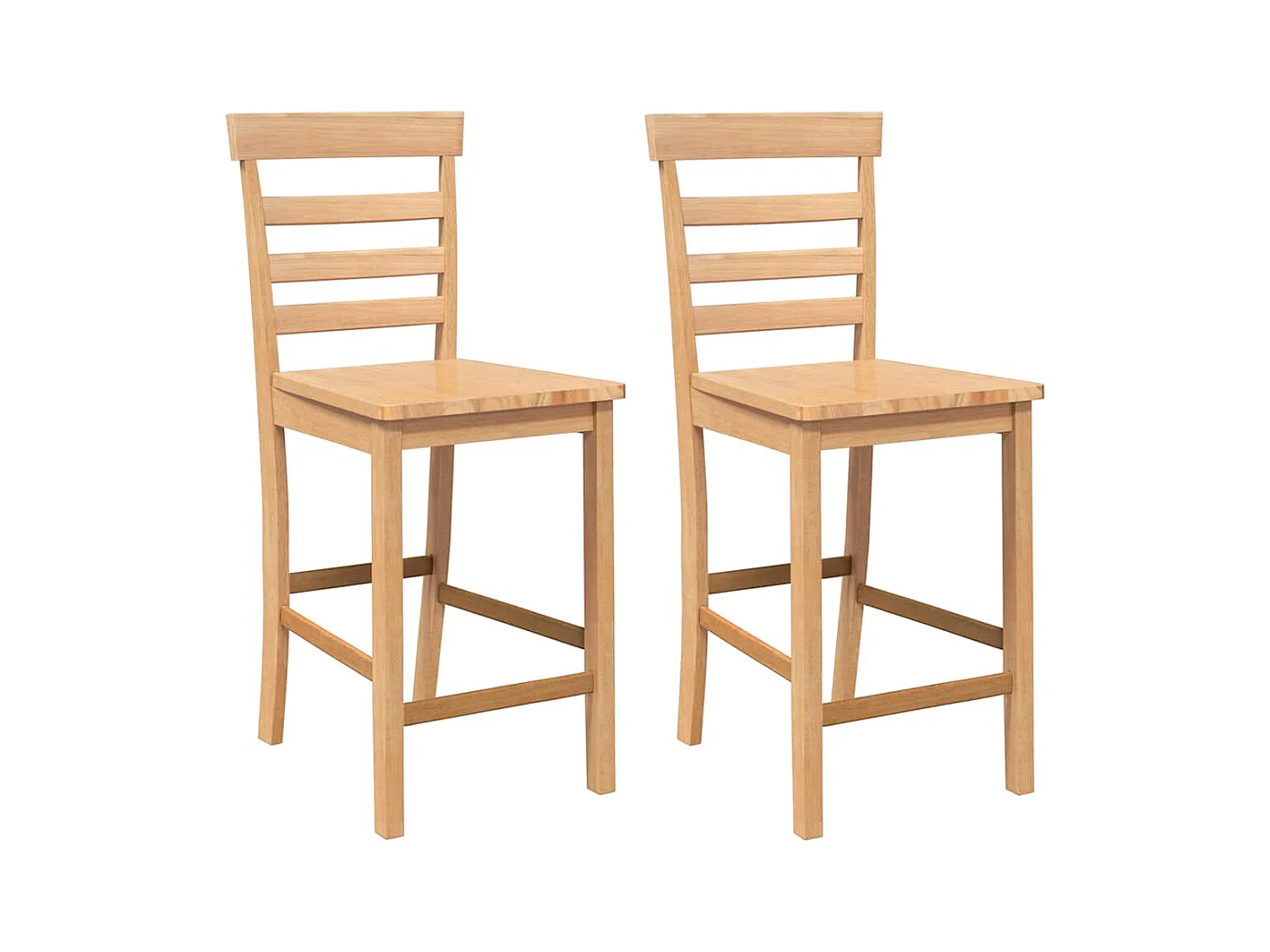 Bancos de bar 2pcs natural madeira de seringueira maciça