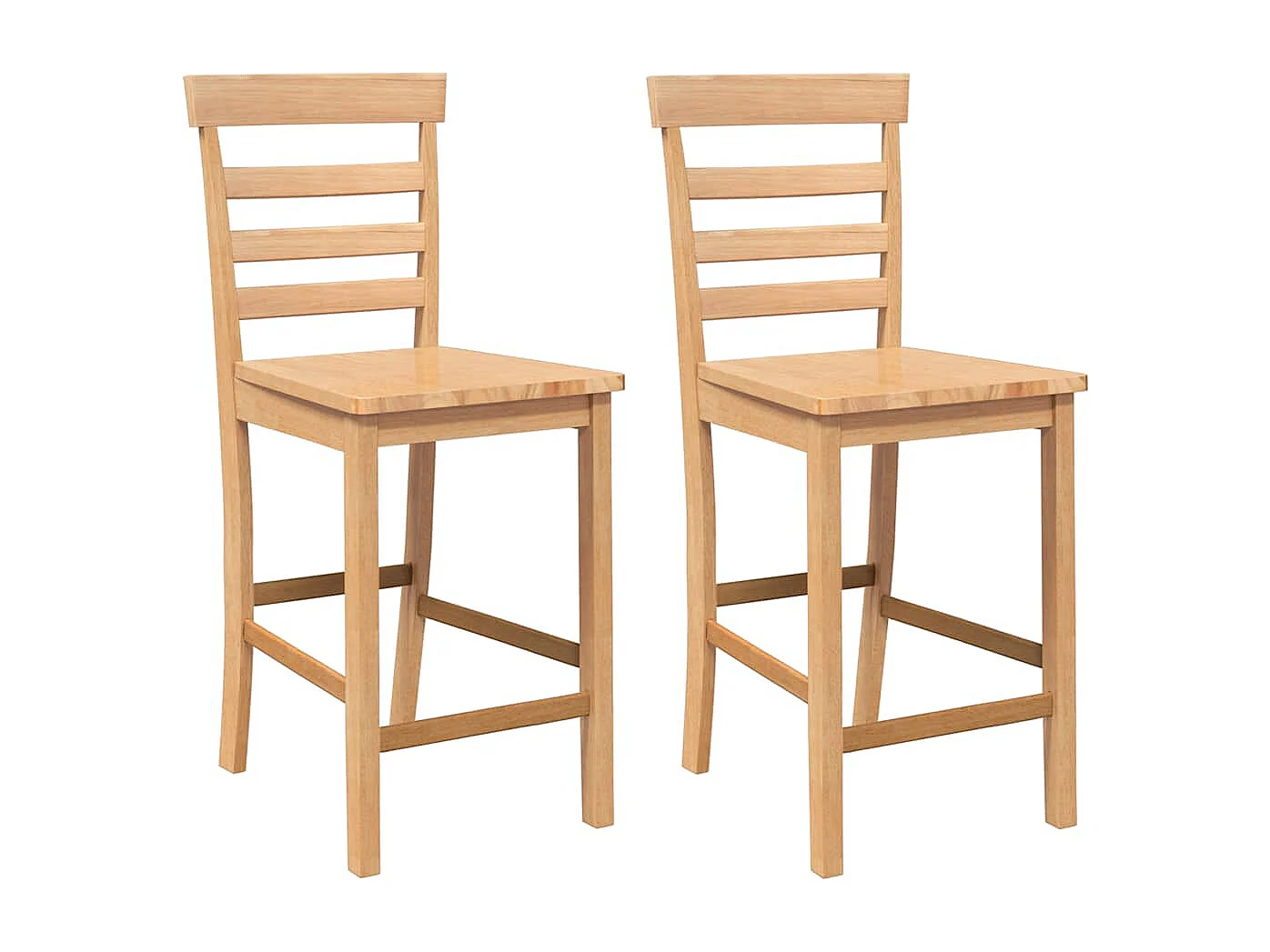 Barhocker 2 Stk. Natur Massivholz Gummibaum