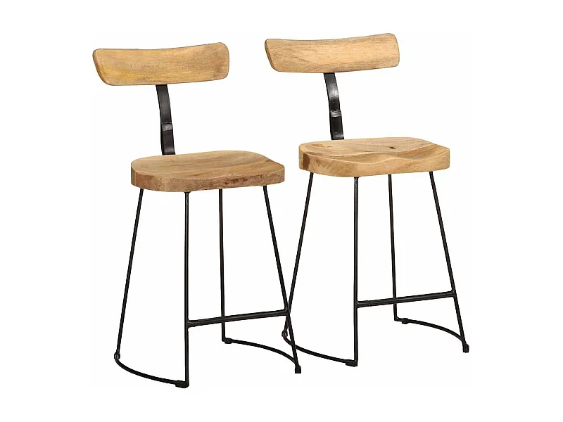 Bancos de bar 2 pcs 49x43x79 cm madeira de mangueira maciça