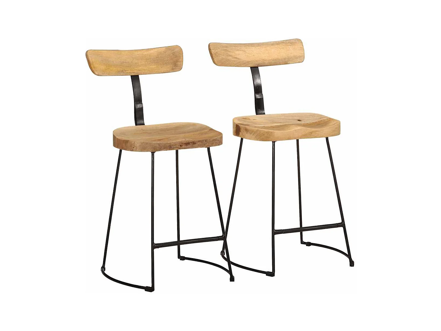 Barhocker 2 Stk. 49x43x79 cm Mango Massivholz