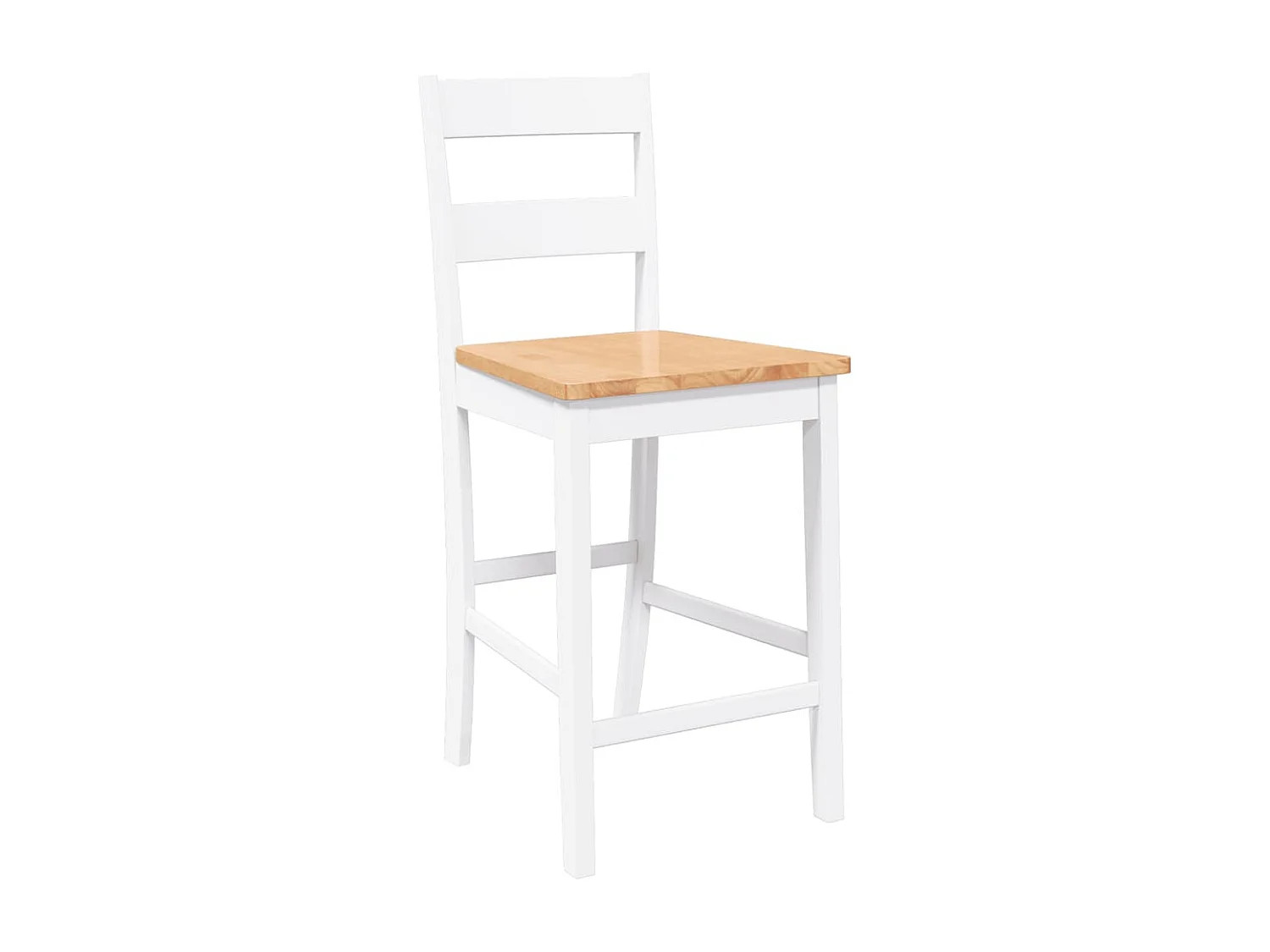 Tabourets de bar 2 pcs blanc bois massif d'hévéa