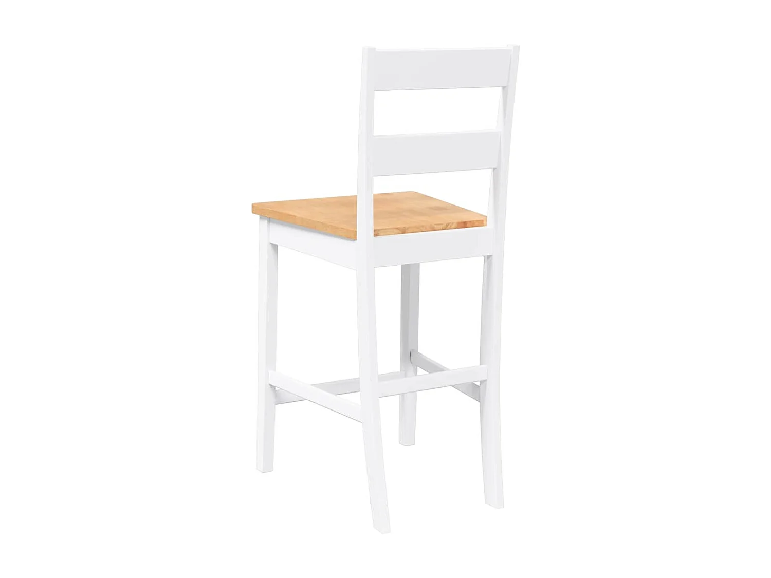 Tabourets de bar 2 pcs blanc bois massif d'hévéa