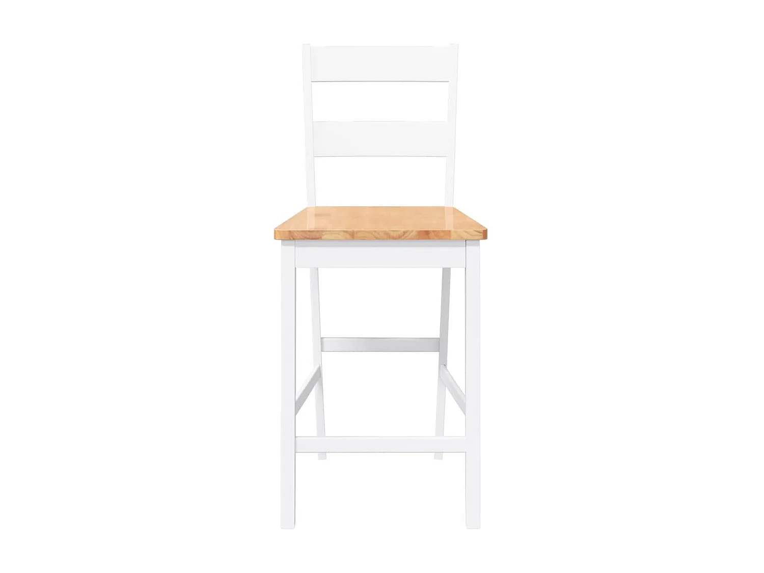 Tabourets de bar 2 pcs blanc bois massif d'hévéa