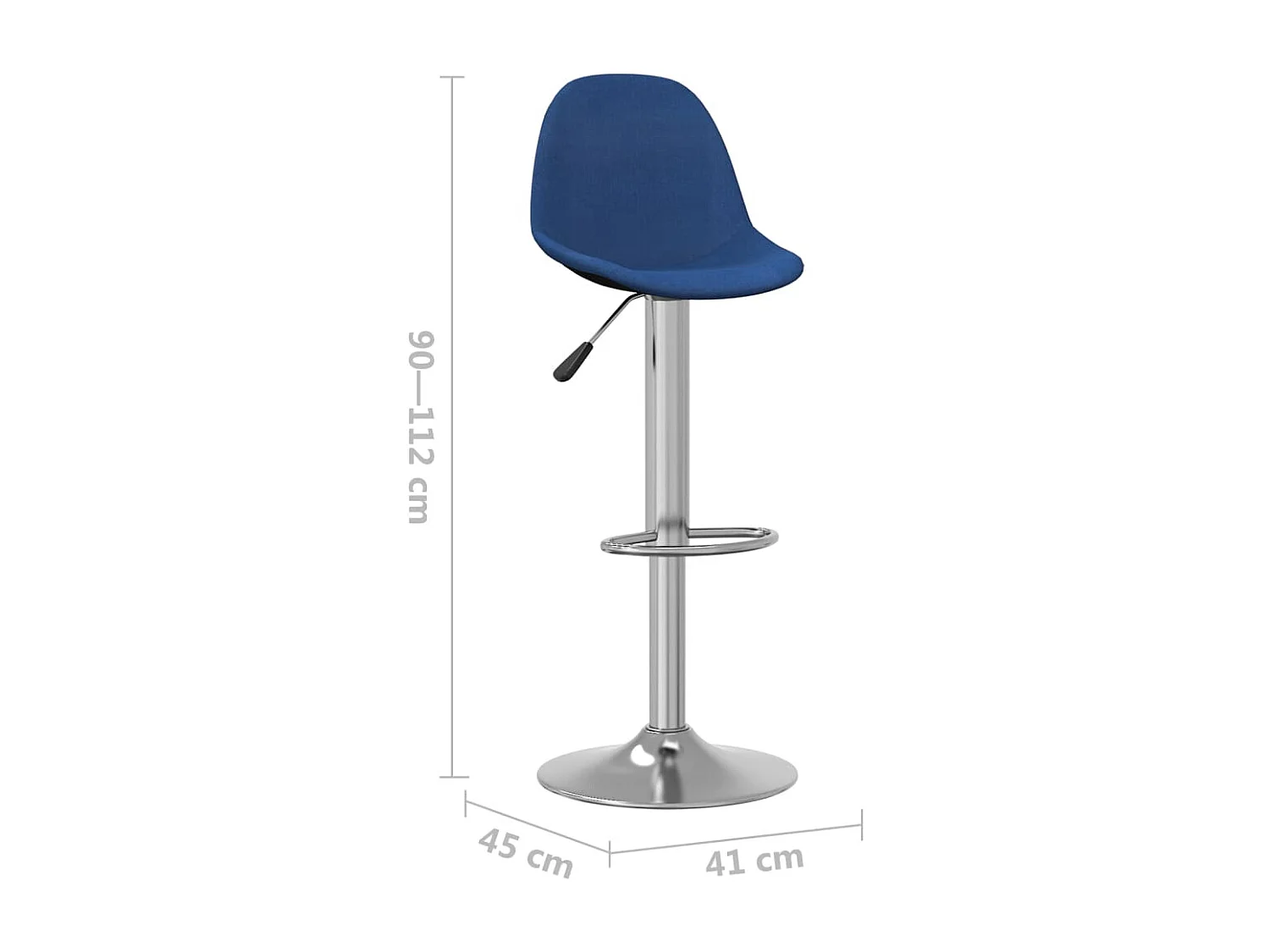 Tabourets de bar lot de 2 bleu tissu