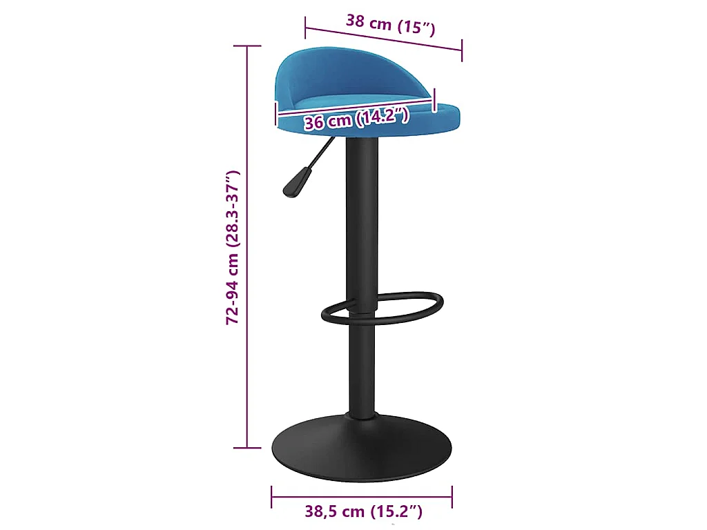Taburete de cocina de terciopelo azul