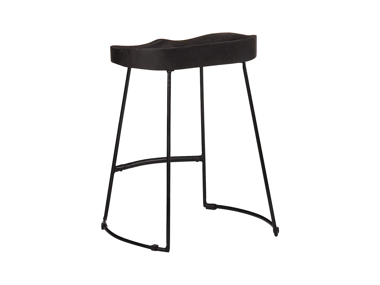 Barhocker 2 Stk. Schwarz 46x38x52 cm Mango Massivholz