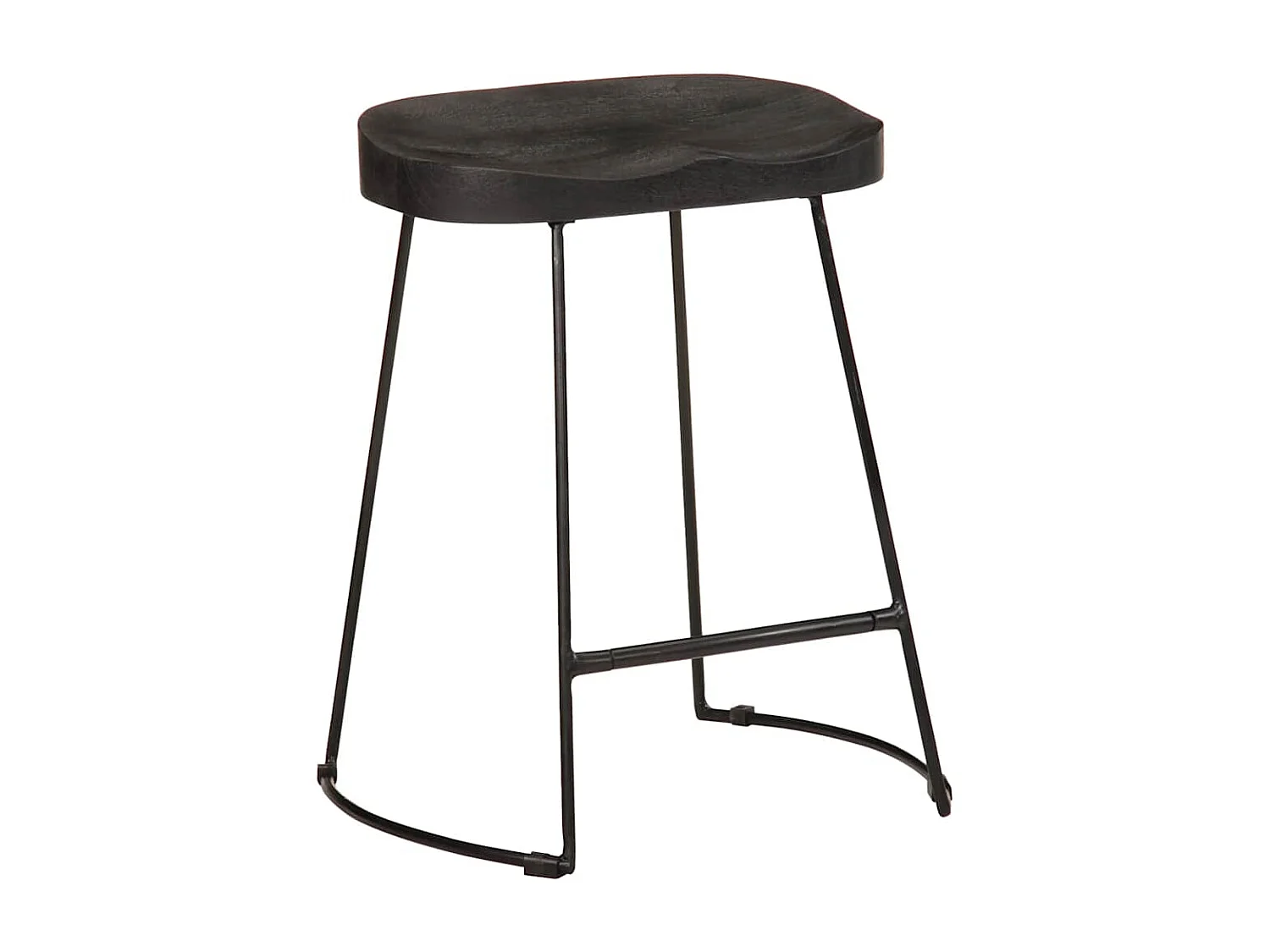 Barhocker 2 Stk. Schwarz 46x38x52 cm Mango Massivholz