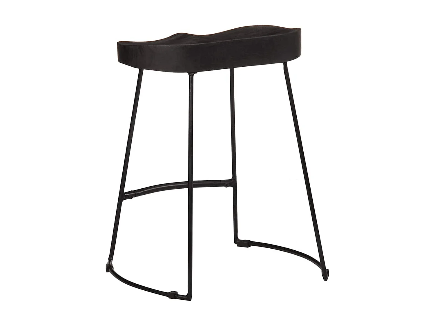 Barhocker 2 Stk. Schwarz 46x38x52 cm Mango Massivholz