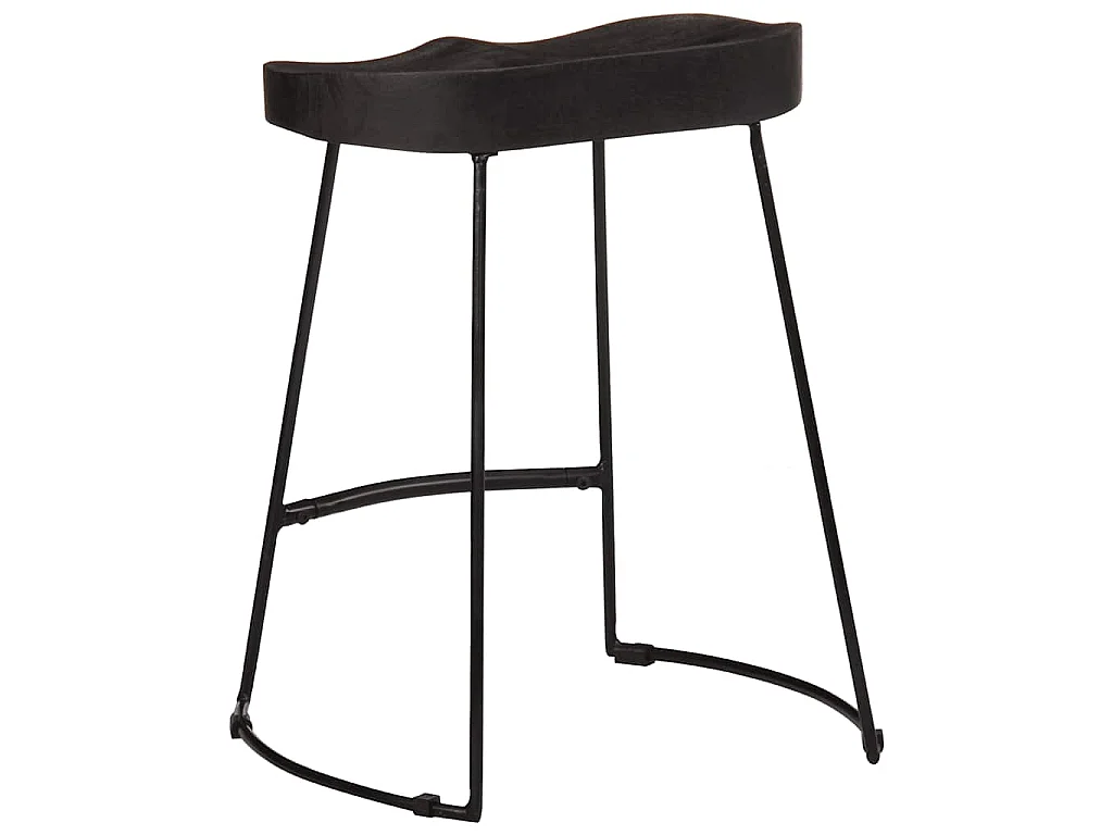 Tabourets de bar lot de 2 noir 46x38x52 cm bois manguier massif