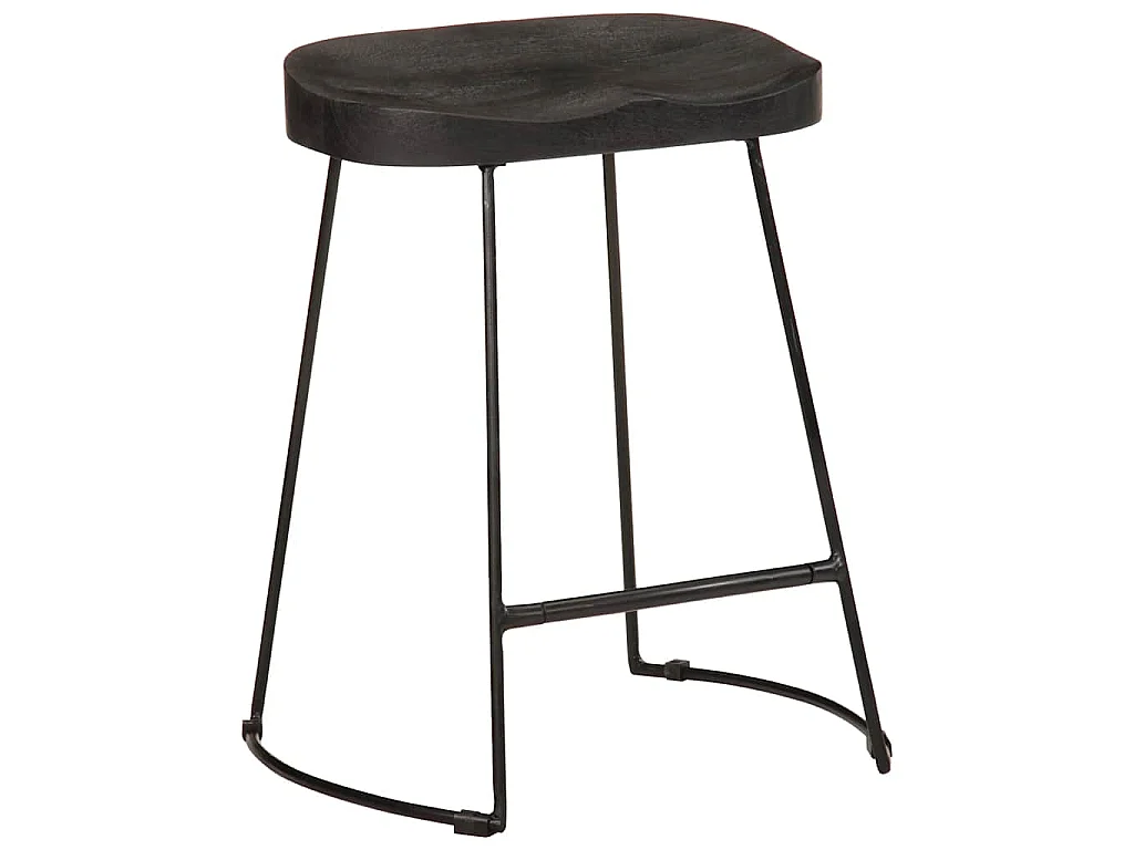 Tabourets de bar lot de 2 noir 46x38x52 cm bois manguier massif