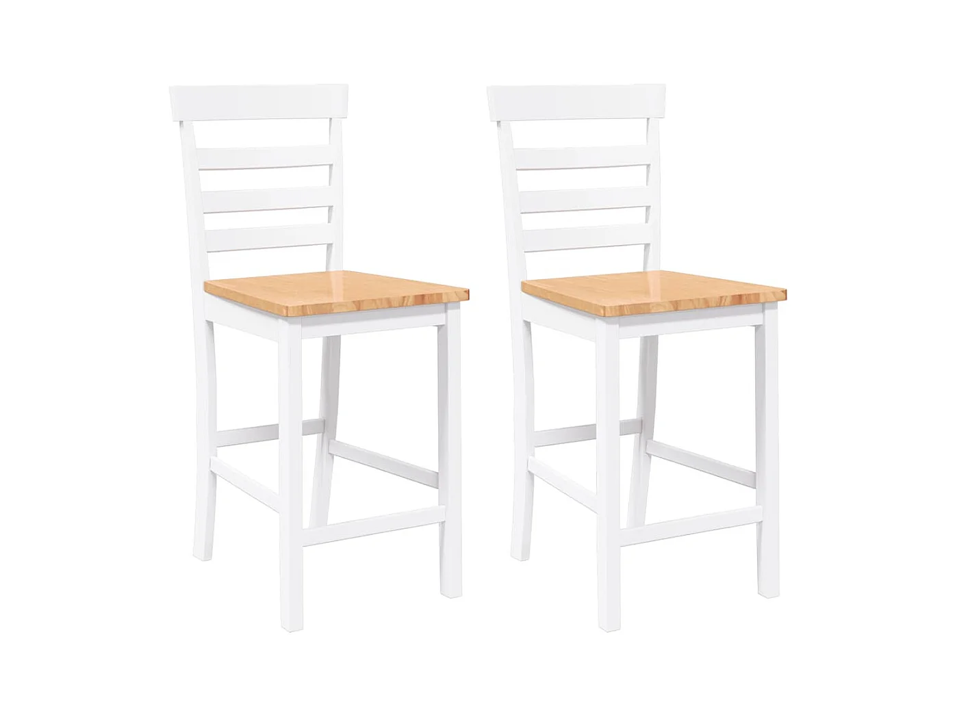 Bancos de bar 2 pcs madeira de seringueira maciça branco