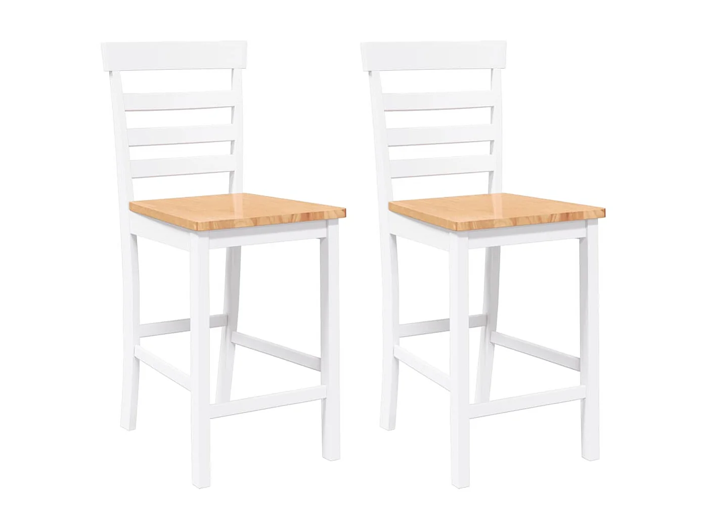 Barhocker 2 Stk. Weiß Massivholz Gummibaum