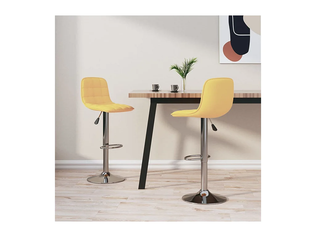 Tabourets de bar lot de 2 jaune tissu