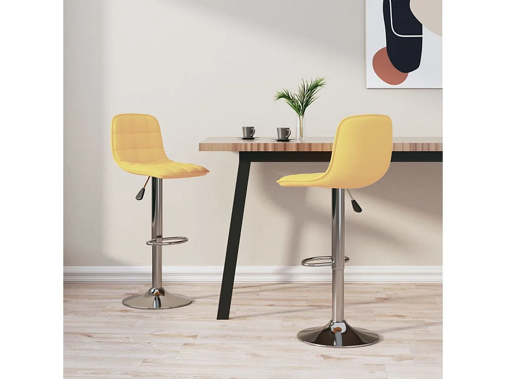 Tabourets de bar lot de 2 jaune tissu