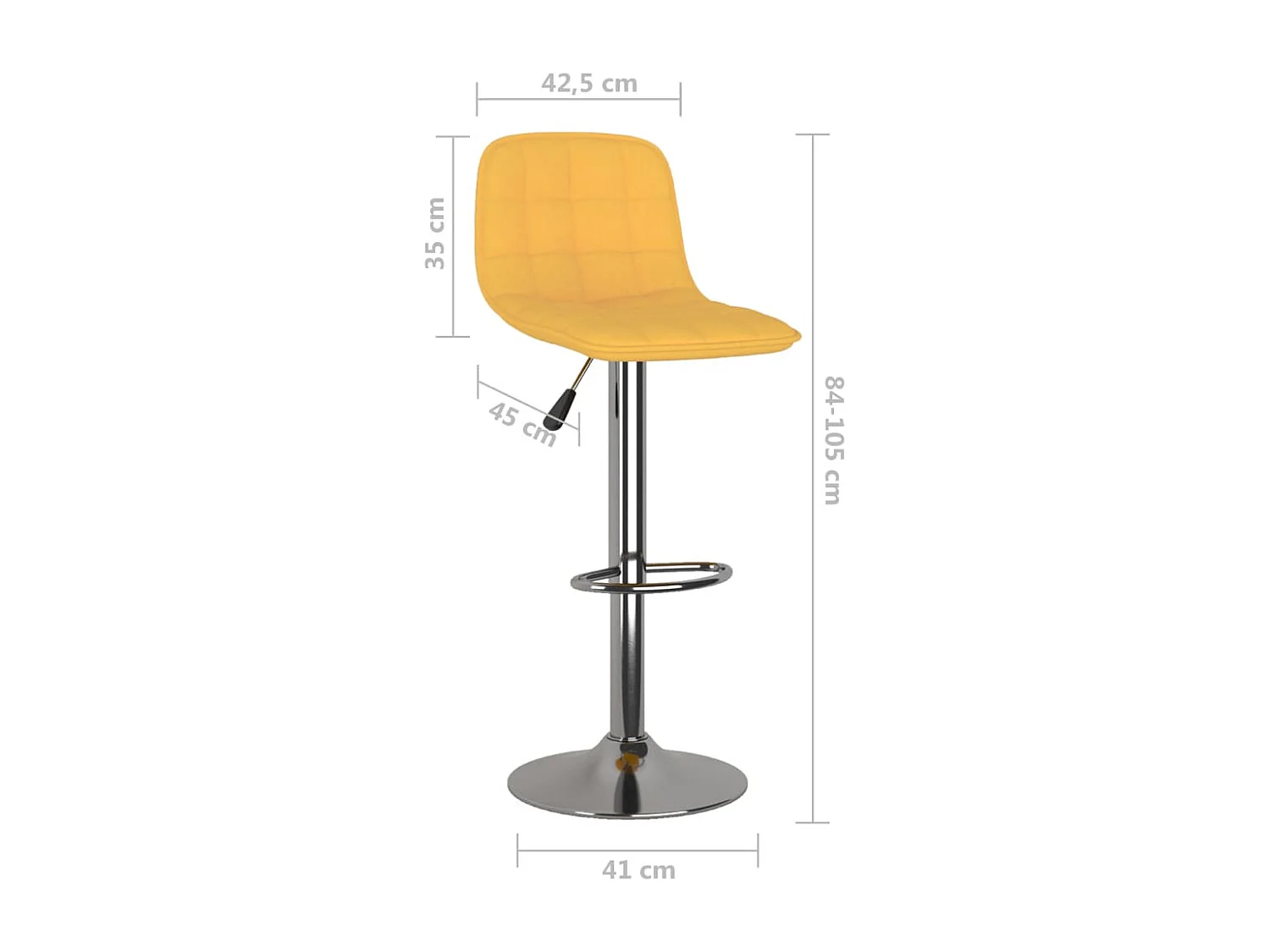 Tabourets de bar lot de 2 jaune tissu