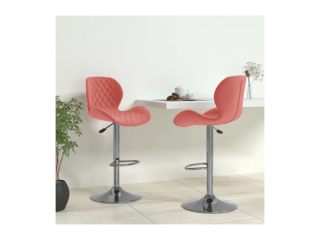 Tabourets de bar lot de 2 rose velours