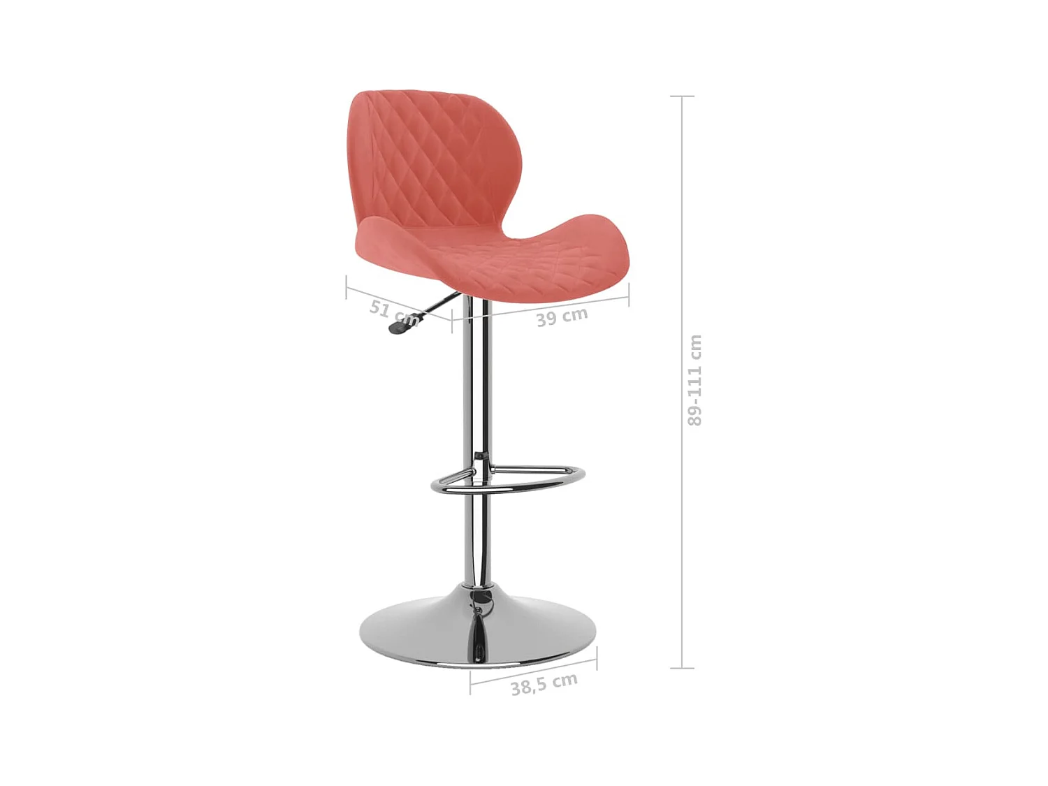 Tabourets de bar lot de 2 rose velours