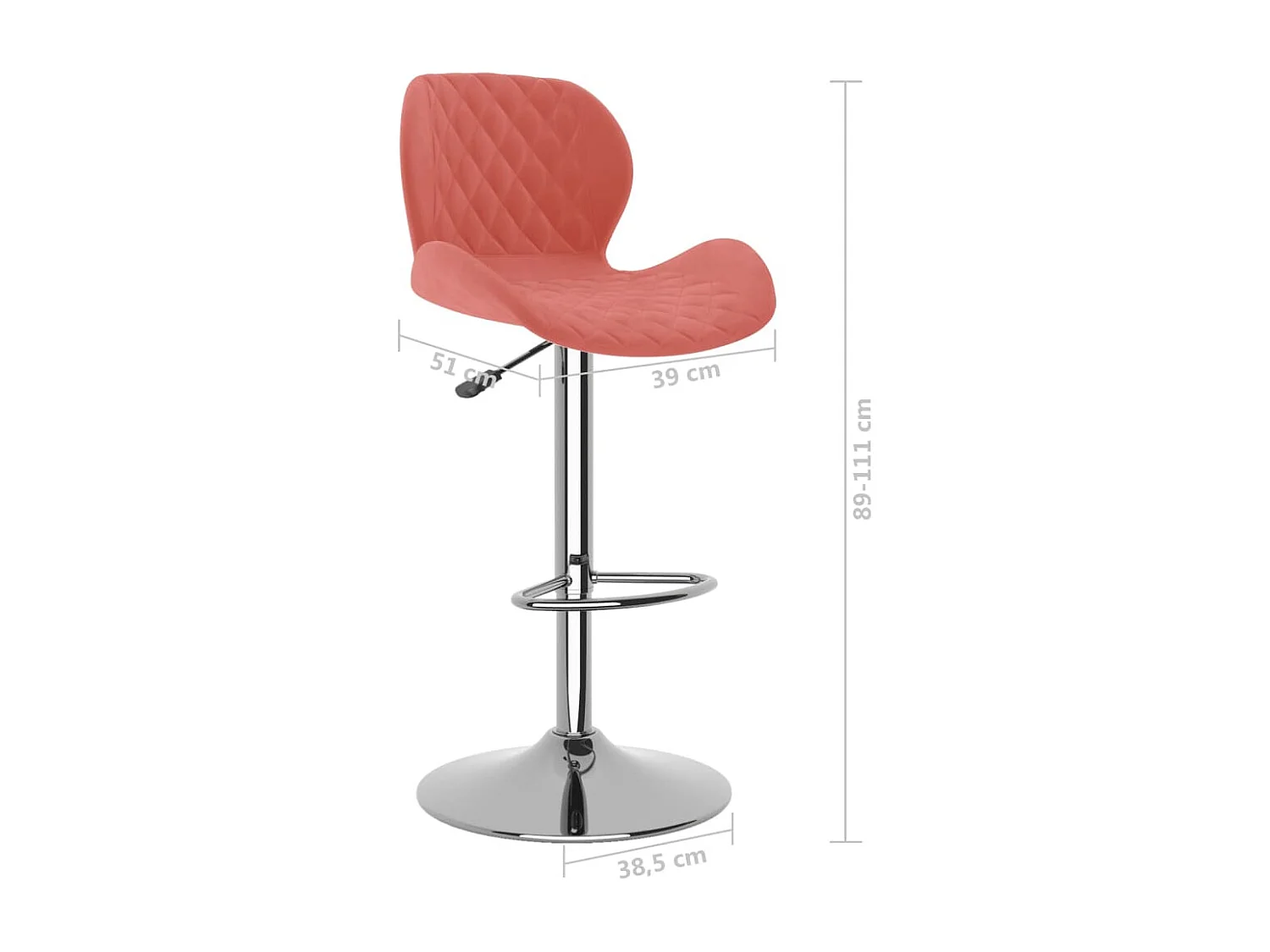 Tabourets de bar lot de 2 rose velours