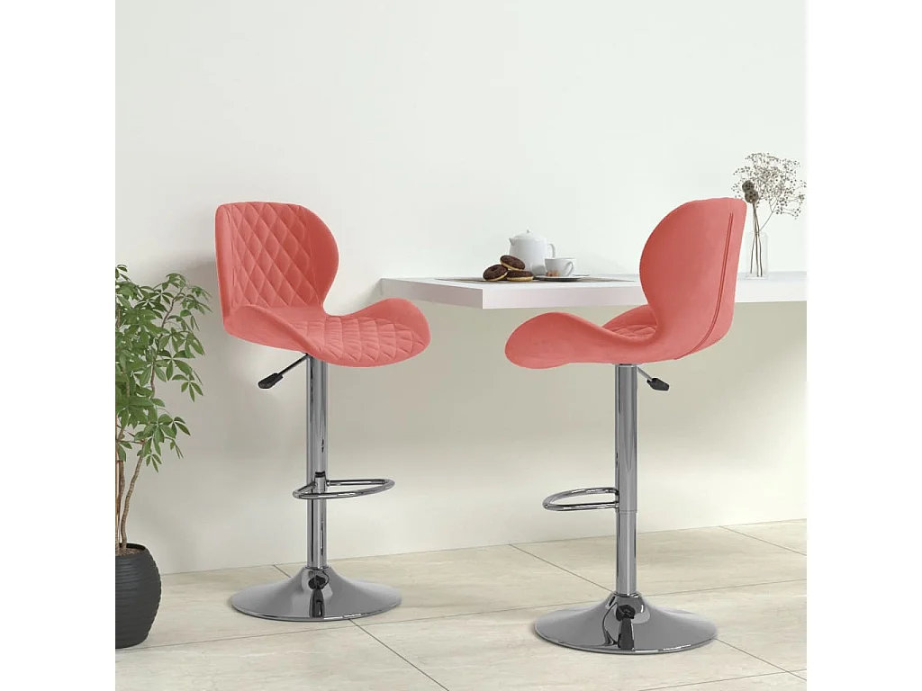Tabourets de bar lot de 2 rose velours