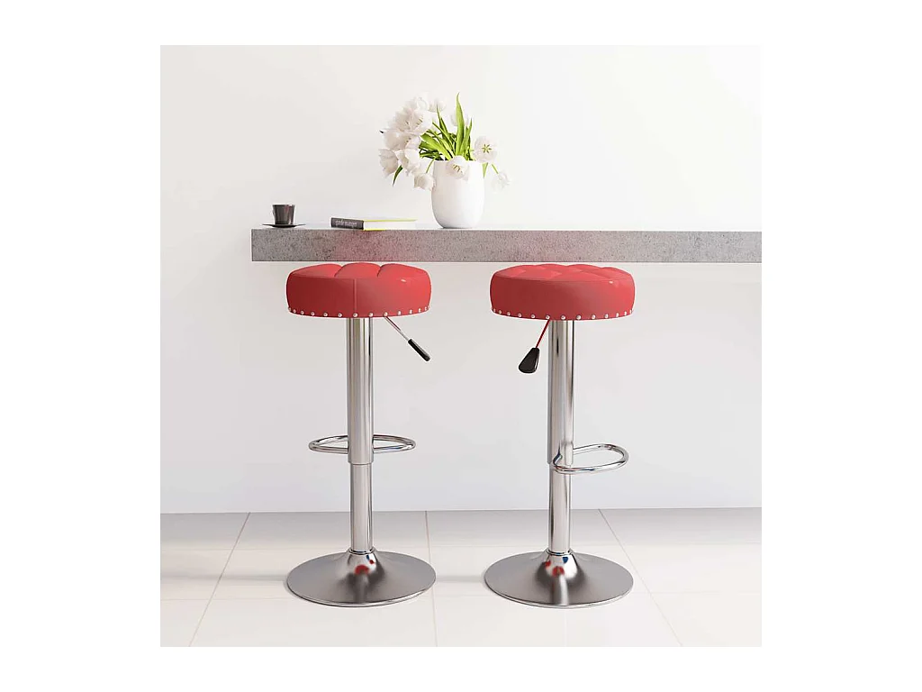 Tabourets de bar lot de 2 rouge bordeaux tissu