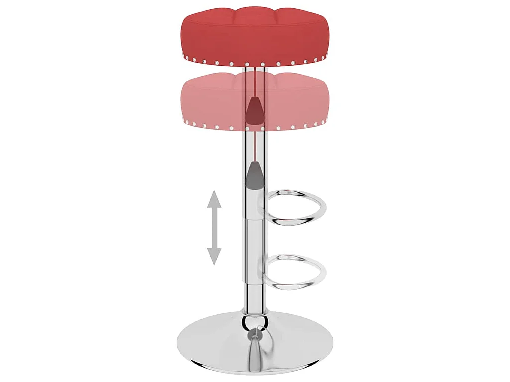 Tabourets de bar lot de 2 rouge bordeaux tissu