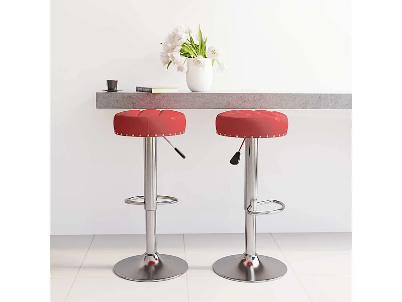 Tabourets de bar lot de 2 rouge bordeaux tissu