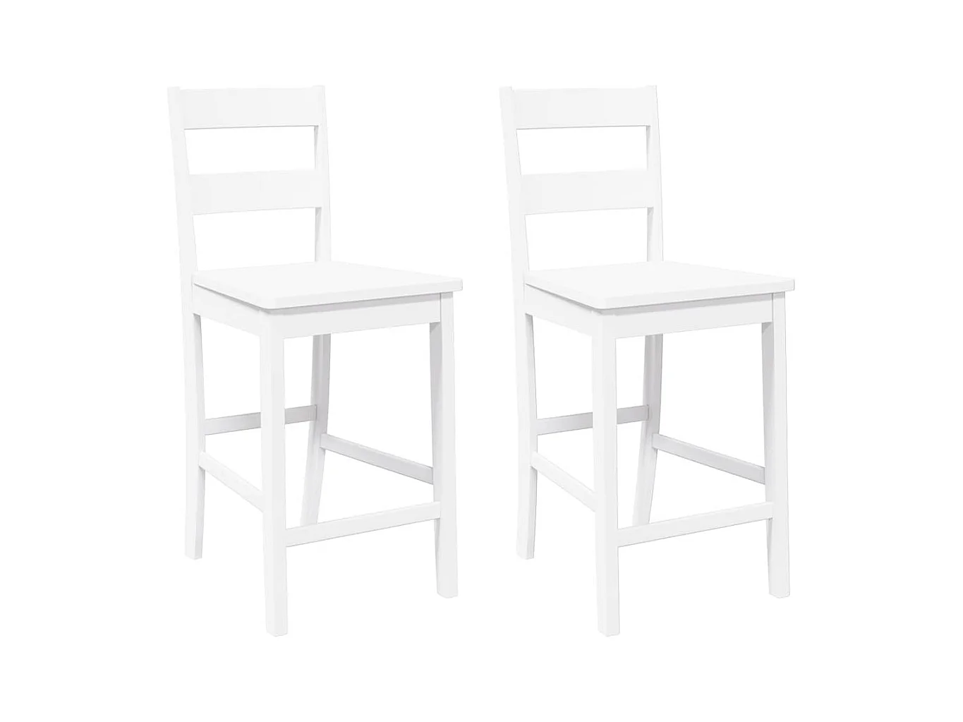 Tabourets de bar 2 pcs blanc bois massif d'hévéa