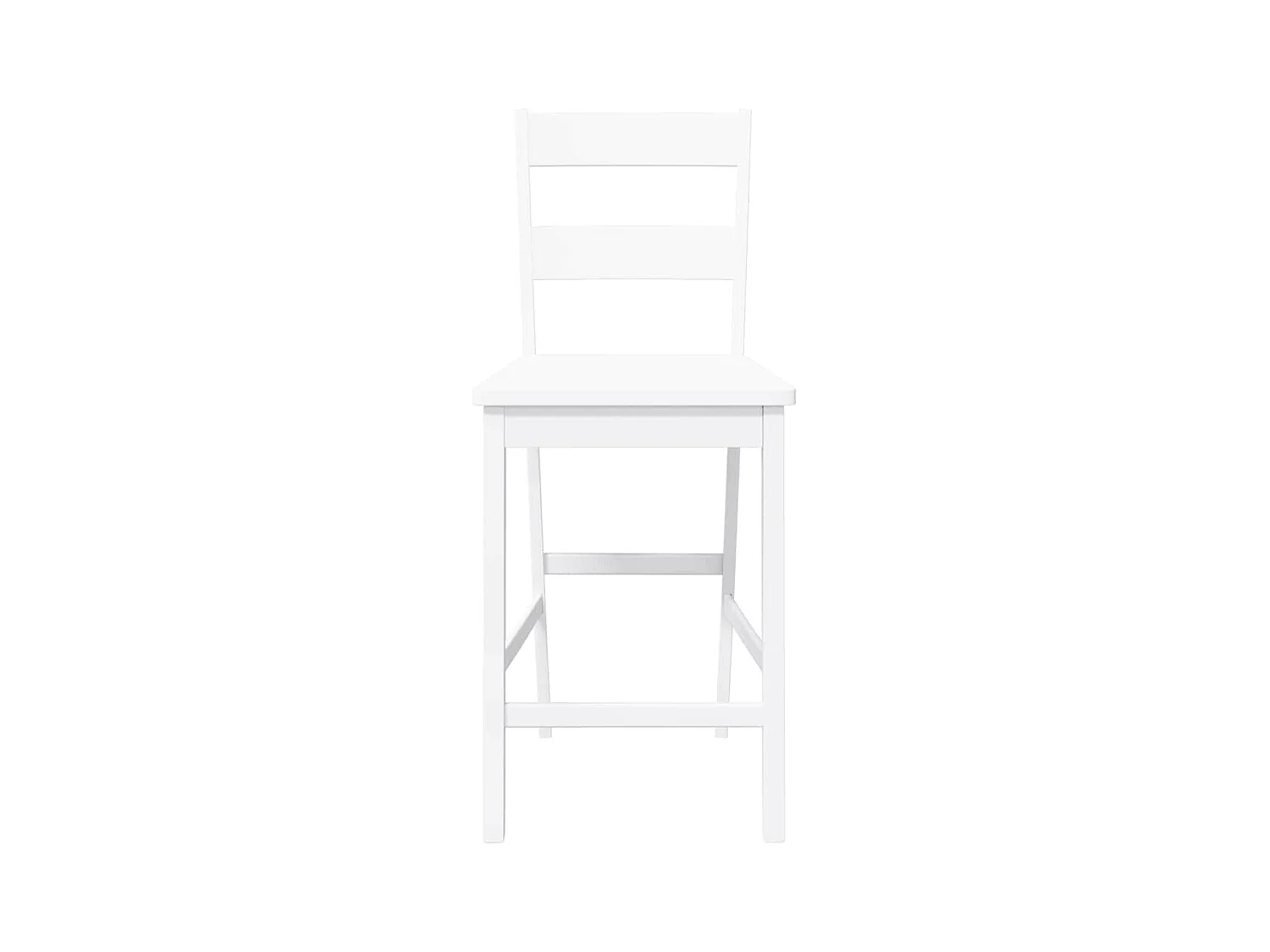 Tabourets de bar 2 pcs blanc bois massif d'hévéa